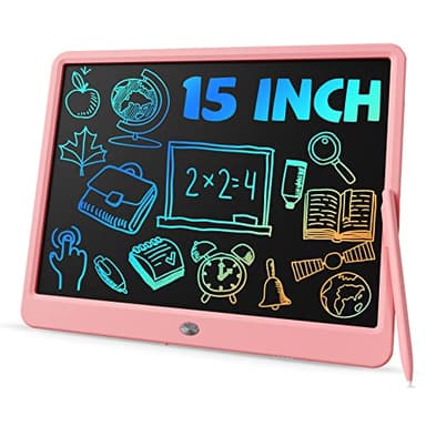 TEKFUN Teen Girl Gifts Ideas, 15inch LCD Writing Tablet for Kids Age 8-10 and Up, Doodle Board 4 5 6 7 Year Old Girl Toys, Mothdays Day Gifts Homeschool Supplies Easter Gifts for Adults(Pink) - Image 1