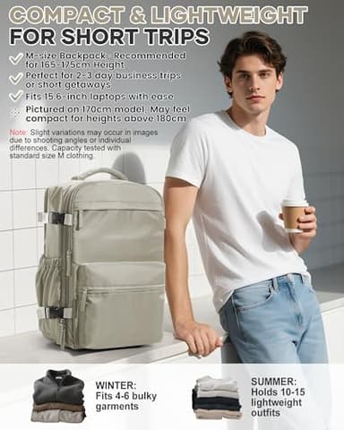 Vacuum Travel Backpack with Pump for Women,Personal Item Carry on Backpacks Flight Approved 18x14x8 inches for Men,Laptop Waterproof Work Compression bags Casual Daypack GreyBrown - Image 3