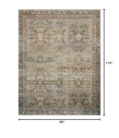 Loloi Layla Collection LAY-03 Olive/Charcoal 7'-6" x 9'-6" .13" Thick Area Rug, Soft, Durable, Vintage Inspired, Distressed, Low Pile, Non-Shedding, Easy Clean, Printed, Living Room Rug - Image 2