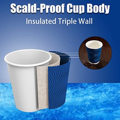 Lamosi Coffee Cups 12 oz - 120 Pack, 12 oz Disposable Paper Coffee Cups Insulated, Corrugated Kraft Ripple Wall Cup for Hot Beverage or Cold Drinks (Navy) - Image 3