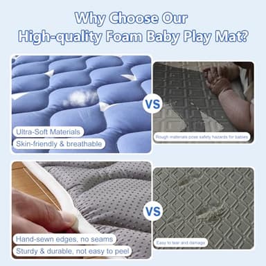 Baby Play Mat, 59x59 Inch Thicker and Larger Non-Slip Cushioning Foam Playmats for Babies,Toddlers, Infants, Play & Tummy Time, Foldable and Machine Washable Baby Mat for Floor - Image 3