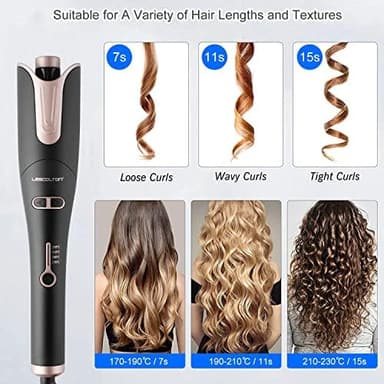 Automatic Hair Curling Iron, Rotating Curlers Iron with 1" Barrel Curls, Hair Curler Wand with 4 Temp & Dual Voltage, Anti-Scald, Auto Shut-Off - Image 6