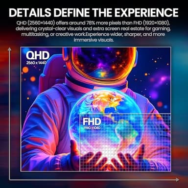 CRUA 27'' Curved Gaming Monitor 260Hz/240Hz, QHD 1440P 1800R VA Panel Computer Monitor with Built-in Speakers, Support AMD FreeSync, 120% sRGB, Blue Light Filter, HDMI2.0 & DP1.4, Wall Mountable-Black - Image 5