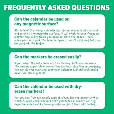 Acrylic Calendar for Fridge - Magnetic Calendar for Refrigerator - 2pc Family Refrigerator Magnetic Dry Erase Planning Board Monthly Weekly - 6 Liquid Chalk Markers & 3 Interchangeable Backgrounds - Image 8