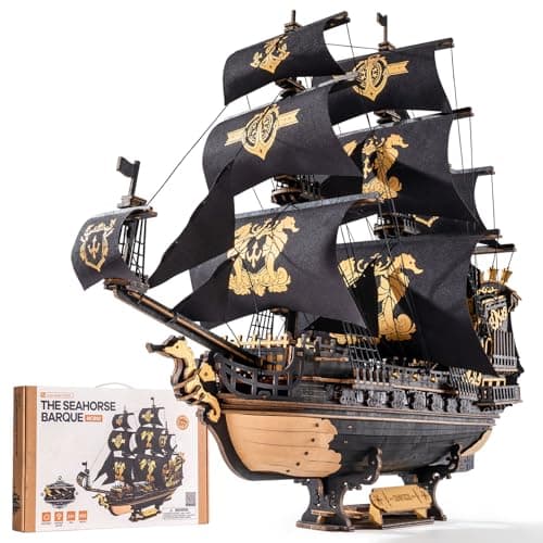 ROKR 3D Wooden Puzzles for Adults,Seahorse Barque Model kit, 603 Piece 3D Puzzles for Adults&Teens,Ideal Gift for Adults - Image 1