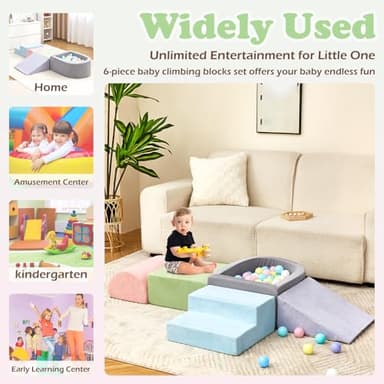 Climbing Toys for Toddlers , Foam Climbing Blocks with Ball Pit for Baby, 5-Piece Soft Toddlers Climbing Toy Indoor,Climbing Crawling Toys Soft Foam Blocks Activity Play Set(Balls not Included) - Image 7