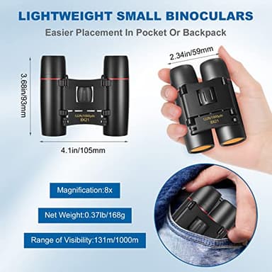 AHFLRITO Compact Binoculars, Lightweight Foldable Small Binoculars for Adults and Kids, Portable Waterproof for Bird Watching, Traveling, Theater, Opera, Concert, Hiking, Sightseeing - Image 6