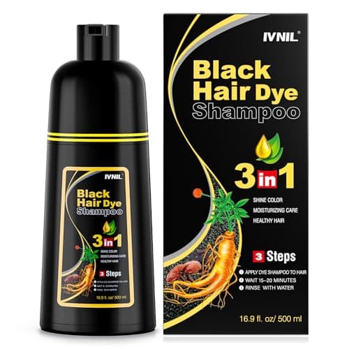 Ivnil Black Hair Dye Shampoo 3 in 1 Color Shampoo for Women & Men for Gray Hair Coverage for Instant Champu Para Canas - Image 1