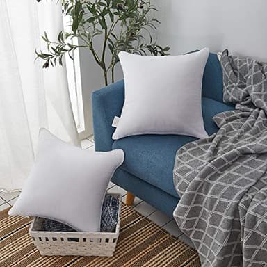 Oubonun 18"x18" Pillow Inserts (Set of 2) - Throw Pillow Inserts with 100% Cotton Cover - 18 Inch Square Interior Sofa Pillow Inserts - Decorative Pillow Insert Pair - White Couch Pillow - Image 5