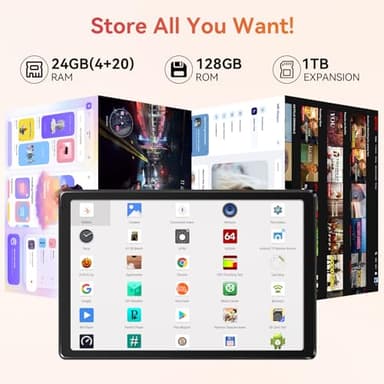 URAO Tablet,10.1" Android Tablet with Octa-core Processor 24GB RAM 128GB ROM HD IPS Touchscreen 8H Battery, Wi-Fi 6, BT 5.0, Dual Camera, Android 15 Tablets 2025 - Image 3