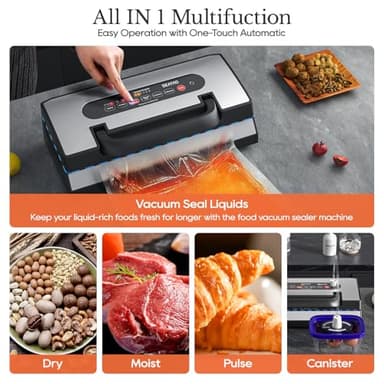 Upgraded Vacuum Sealer for Liquid, SEATAO 90Kpa Vacuum Sealer Machine for Dry/Moist/Liquid Food, Easy-Lock Handle, Double Heat Seal, Built-in Cutter and Bag Storage & Removable Drip Tray - Image 3