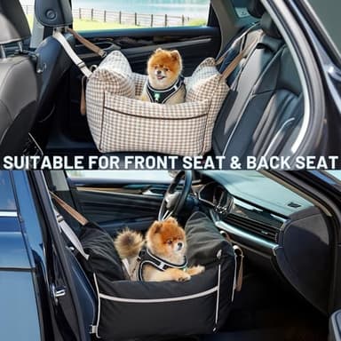 ZOMISIA Dog Car Seat for Small to Medium Dogs - Waterproof Pet Booster Seat for Car with Clip-On Safety Leash, Travel Carrier for Puppy up to 25 lbs, Memory Foam Filling and Adjustable Buckles, Black - Image 5