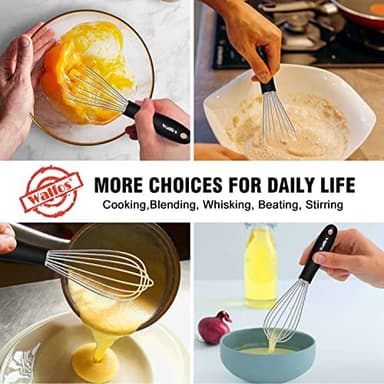 Walfos Mini Stainless Steel Whisk for Cooking - Heat Resistant Kitchen Whisks for Non-stick Cookware, Balloon Egg Beater Perfect for Blending, Whisking, Beating, Frothing & Stirring, 5+7in/12+17cm - Image 4