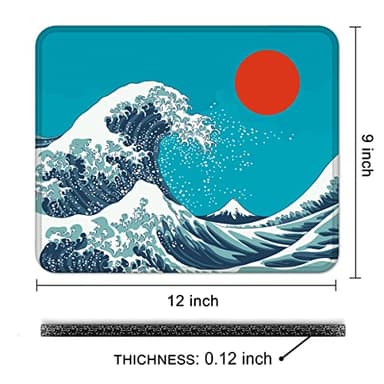 Auhoahsil Mouse Pad, 12 x 10 in Japanese Style Wave Computer Mouse Pad for Desk, Premium-Textured Non-Slip Rubber Stitched Edges Waterproof Square Mouse Mat for Gaming Work Wireless Mice, Blue - Image 6