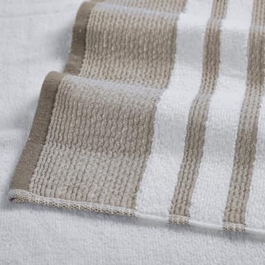 Modern Threads 6 Piece Set, 2 Bath Towels, 2 Hand Towels, 2 Washcloths, Quick Dry White/Contrast Reinhart Tan - Image 3