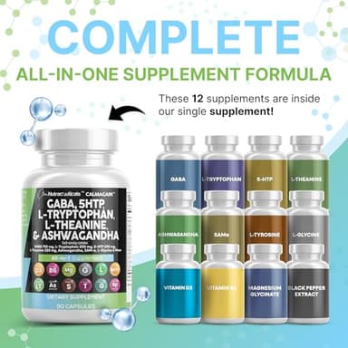 Clean Nutraceuticals GABA 750mg 5 HTP 200mg L Tryptophan 500mg L Theanine 200mg Ashwagandha SAM-e L-Glycine - Mood Support Vitamins for Women and Men with L-Tyrosine 5-HTP (5-Hydroxytryptophan) - Image 2