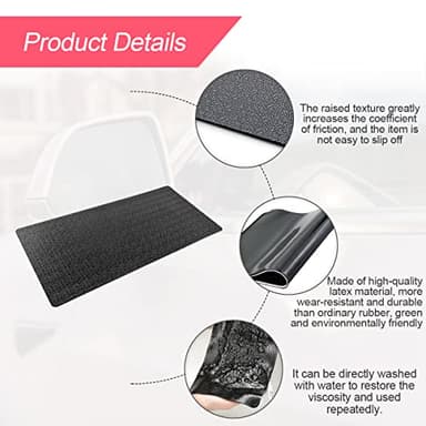 Car Dashboard Anti-Slip Sticky Pad, 15.7"x 7.8" Non-Slip Heat Resistant Rubber Mat, Auto Accessories for Home Office, Strong Adhesive Anti Slide Pad for Phones, Sunglasses, Keys (Black/Car) - Image 3