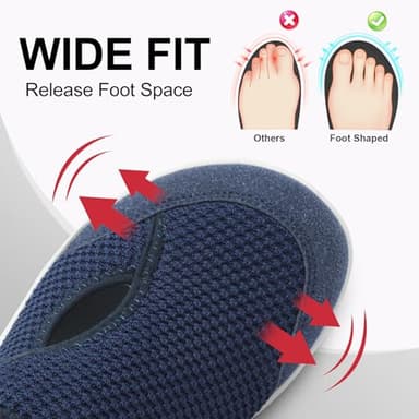 LeIsfIt Womens Wide Toe Box Shoes Adjustable Diabetic Walking Shoes Breathable Barefoot Zero Drop Sneakers for Arthritis Edema Swollen Feet Navy Size 7 - Image 2
