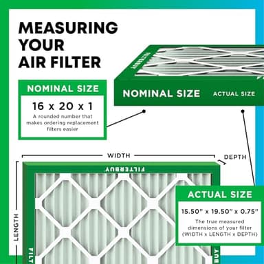 Filterbuy 16x20x1 Air Filter MERV 8 (MPR 700) Dust Defense Replacement (4-Pack), Electrostatic Pleated HVAC AC Furnace Filters, Made in USA (Actual Size: 15.50 x 19.50 x 0.75) - Image 2