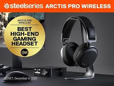 SteelSeries Arctis Pro Wireless Gaming Headset - High Fidelity 2.4 GHz Wireless - Mixable Bluetooth - Non-Stop Dual Battery - OLED Base Station - AI Noise Canceling Mic - PC, PS5, PS4, Mobile - Black - Image 3