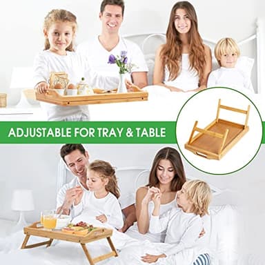 Bed Tray Table Folding Legs with Handles Breakfast Tray for Sofa Eating,Drawing,Platters Bamboo Serving Lap Desk Snack Tray - Image 5