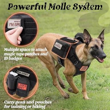 rabbitgoo Tactical Dog Harness Medium Sized, Heavy Duty Pet Harness with Handle, No-Pull Service Vest Medium Breed, Adjustable Military Dog Vest for Training Hunting Walking, Black, M - Image 7