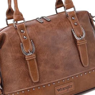 Wrangler Doctor Bag Top Handle Purse Hobo Shoulder Satchel Handbags Crossbody Bag with Crazy Horse Grain Leather for Women WG48-S5110BR - Image 3