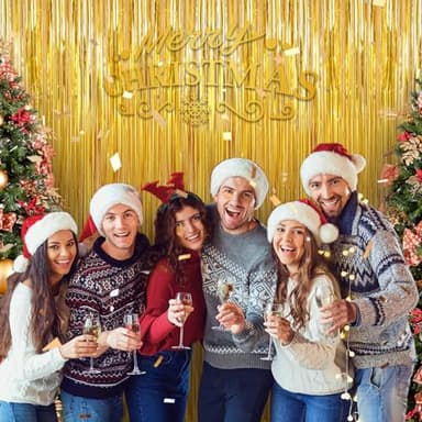 Birthday Party Decorations: 3 Pack 3.3 x 9.9 ft Gold Foil Fringe Curtains Party Supplies, Tinsel Curtain Backdrop for Parties/Birthday/Photo Booth - Image 6