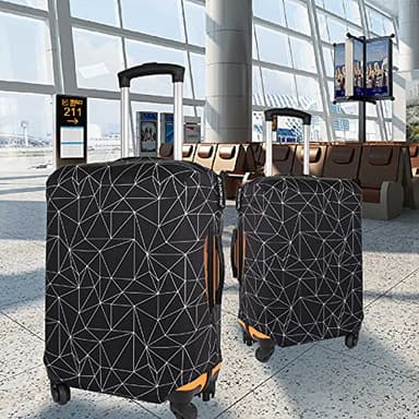 Explore Land Travel Luggage Cover Suitcase Protector Fits 18-22 Inch Case (Black Polygonal, S) - Image 6
