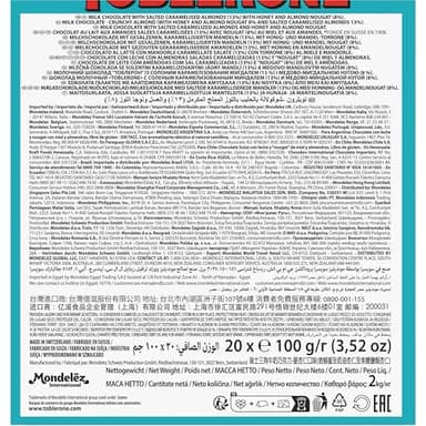 TOBLERONE Milk Chocolate Bar with Salted Caramelized Almonds and Honey and Almond Nougat, Bulk Chocolate, 20 - 3.52 oz Bars - Image 18