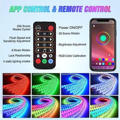 Nilight 6Pcs Car Underglow Neon Accent Strip Lights 300 LEDs Multi Color RGB-IC DIY Sound Active Function Music Mode with APP Control and Remote Control Underbody Light Strip - Image 3