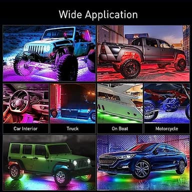 Nilight 6Pcs Car Underglow Neon Accent Strip Lights 300 LEDs Multi Color RGB-IC DIY Sound Active Function Music Mode with APP Control and Remote Control Underbody Light Strip - Image 4
