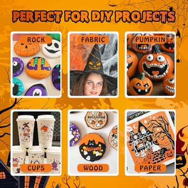 Betem 24 Colors Dual Tip Acrylic Paint Pens Markers, Premium Acrylic Paint Pens for Halloween Decorations, Wood, Canvas, Stone, Rock Painting, Glass, Ceramic Surfaces, Pumpkin Painting Kit DIY Crafts - Image 5