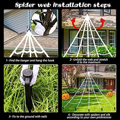 Halloween Decorations - 295" Halloween Spider Web Decorations Outdoor + 59" Giant Fake Spider with Triangular Huge Spiders Web - Scary Decor Clearance for Yard, Patio, Garden, Haunted House Décor - Image 6