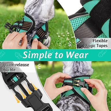 rabbitgoo Cat Harness and Leash Set for Walking Escape Proof, Adjustable Soft Kittens Vest with Reflective Strip for Cats, Comfortable Outdoor Vest,Green,S - Image 3
