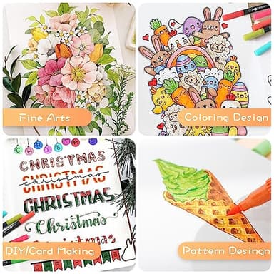 ZSCM 60 Colors Markers for Adult Coloring Books No Bleeding - Duo Tip Brush Pen, Artist Fine & Brush Coloring Markers for Adult Calligraphy, Drawing, Sketching & Journaling - Image 5