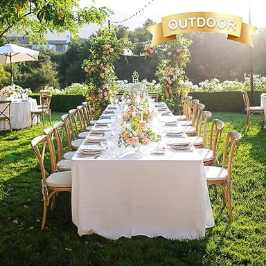 sancua 6 Pack White Tablecloth 90 x 156 Inch - Rectangle Table Cloth for 8 Feet Tables Stain and Wrinkle Resistant Washable Polyester Table Cover for Dining Wedding Banquet Party Buffet Restaurant - Image 5