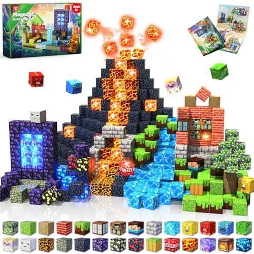 150 PCS Magnetic Blocks with Light Blocks - Magnet Tiles Toys for Kids, Boys and Girls, Magnetic Building Blocks Cubes, Stacking Magnets for Kids, Birthday Gifts for Boys and Girls Age 3+ Years Old - Image 1