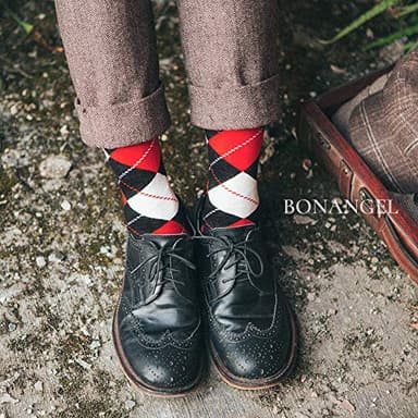 BONANGEL Mens Dress Socks Fun Funny Colorful Crazy Crew Dress Socks For Men 8-12 - Image 4