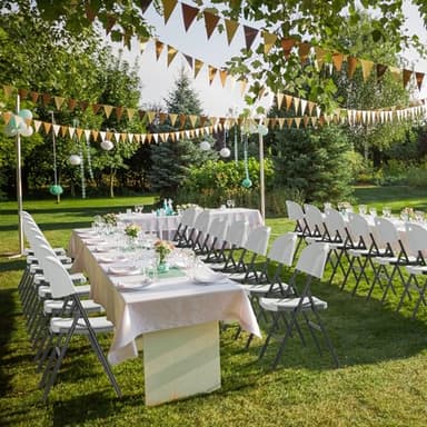 VINGLI Folding Chairs, Heavy Duty Foldable Chair Portable HDPE Plastic Seat with Steel Frame for Indoor Outdoor Dinning Party Wedding School Use, White, 6 Pack - Image 6