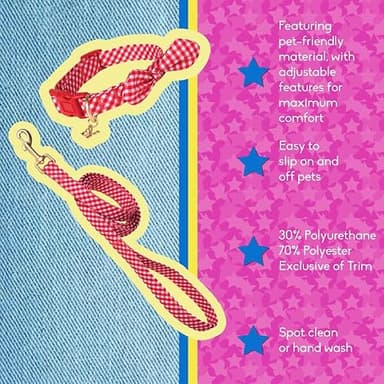 Dolly Doggy Parton Dog Harnesses and Leash/Collar Set Collection, Red Gingham Collar Leash Set, Large - Image 6