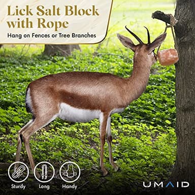 UMAID Himalayan Salt Lick 6 lbs On Rope for Horse, Deer, Goat, and Livestock Animals - Himalayan Salt Block 2 Pack - Image 8