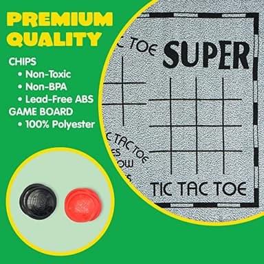 3-in-1 Vintage Giant Checkers, Tic, Tac, Toe, with Reversible Mat, 24 Chips, Family Board Game, Lawn Game, BBQ Party Favor, Indoor and Outdoor Activity for Kids and Adults - Image 6