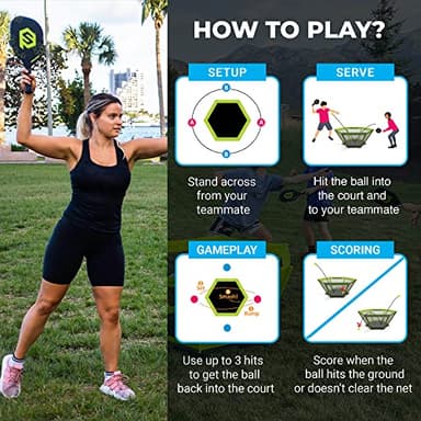 PaddleSmash - Pickleball Yard Game, As Seen on Shark Tank - Beach, Backyard, Lawn, Outdoor Activities for Adults and Family - Easy Assembly, Includes 4 Paddles, 2 Balls & Case - Image 2