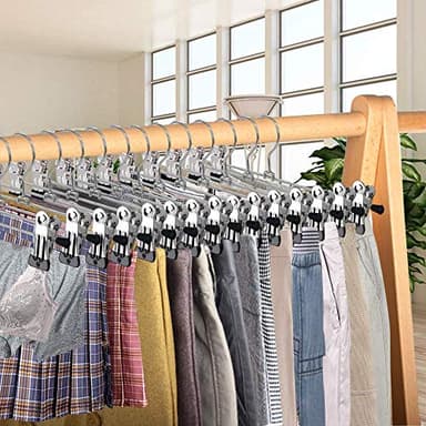 NORTHERN BROTHERS Pants Hangers with Clips Heavy Duty 20 Pack, Adjustable Metal Pants Hanger, Skirt Hangers with Clips Space Saving Hangers for Jeans - Image 6