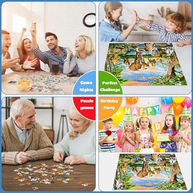 1000 Pieces Puzzles for Adults, Animal World Jigsaw Puzzle Challenging Night Game, Interlock Perfectly No Dust, for House Decoration, Birthday Party Holiday Toy for Kids Boys and Girls - Image 3