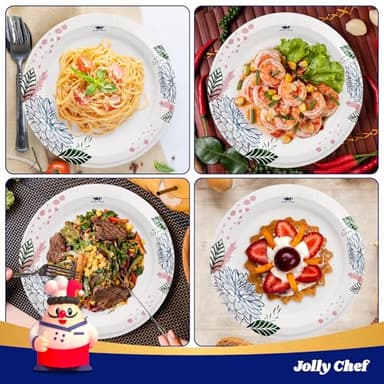 JOLLY CHEF ๐ญ๐ฐ๐ฌ ๐๐ผ๐๐ป๐ ๐ฃ๐ฎ๐ฝ๐ฒ๐ฟ ๐ฃ๐น๐ฎ๐๐ฒ๐ ๐ญ๐ฌ ๐ถ๐ป๐ฐ๐ต Soak Proof, Cut Proof, Heavy Duty Flower Printed Disposable Paper Plates for Everyday Use - Image 5