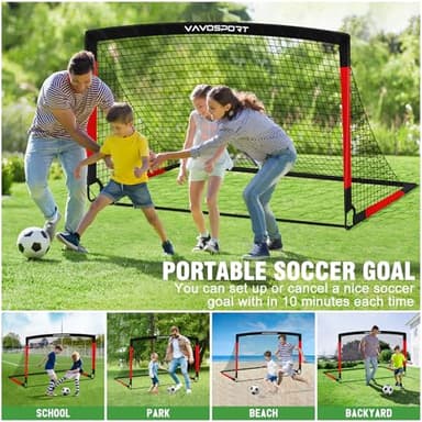 Kids Soccer Goals for Backyard Set, 2 of 6x4 ft Portable Pop Up Soccer Goal Training Equipment, Soccer Net with Soccer Ball, Ladder, Cones, Soccer Set for Youth Toddler Games, Sports - Image 6