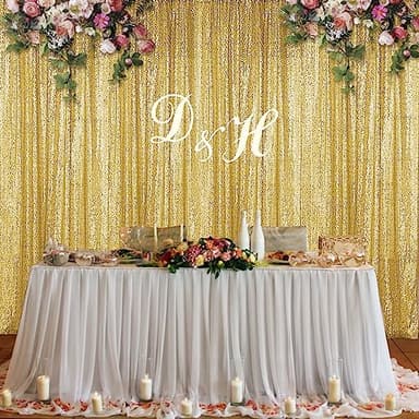 Sugargirl Gold Sequin Backdrop Curtain 4 Panels 2FTx8FT Glitter Gold Background Drapes Sparkle Photography Backdrop for Party Wedding Birthday Wall Decoration - Image 2
