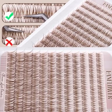 Brown Lash Clusters Kit Natural Lash Extension Kit Wispy Eyelash Clusters C Curved Cluster Eyelash Extensions 10-16mm Eyelash Extension Kit Brown Individual Lashes DIY at Home by Lanflower - Image 7